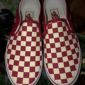 Red & True White Checker Vans